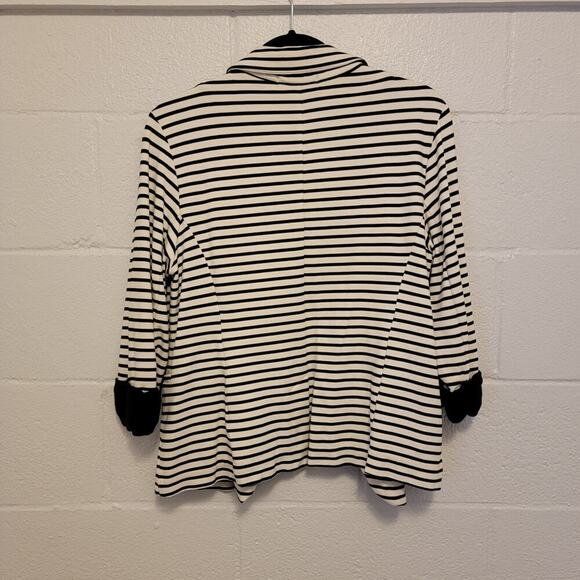Gibson Striped Jacket Nautical Preppy Black and White 3/4 Sleeve Medium 955 - Picture 16 of 16